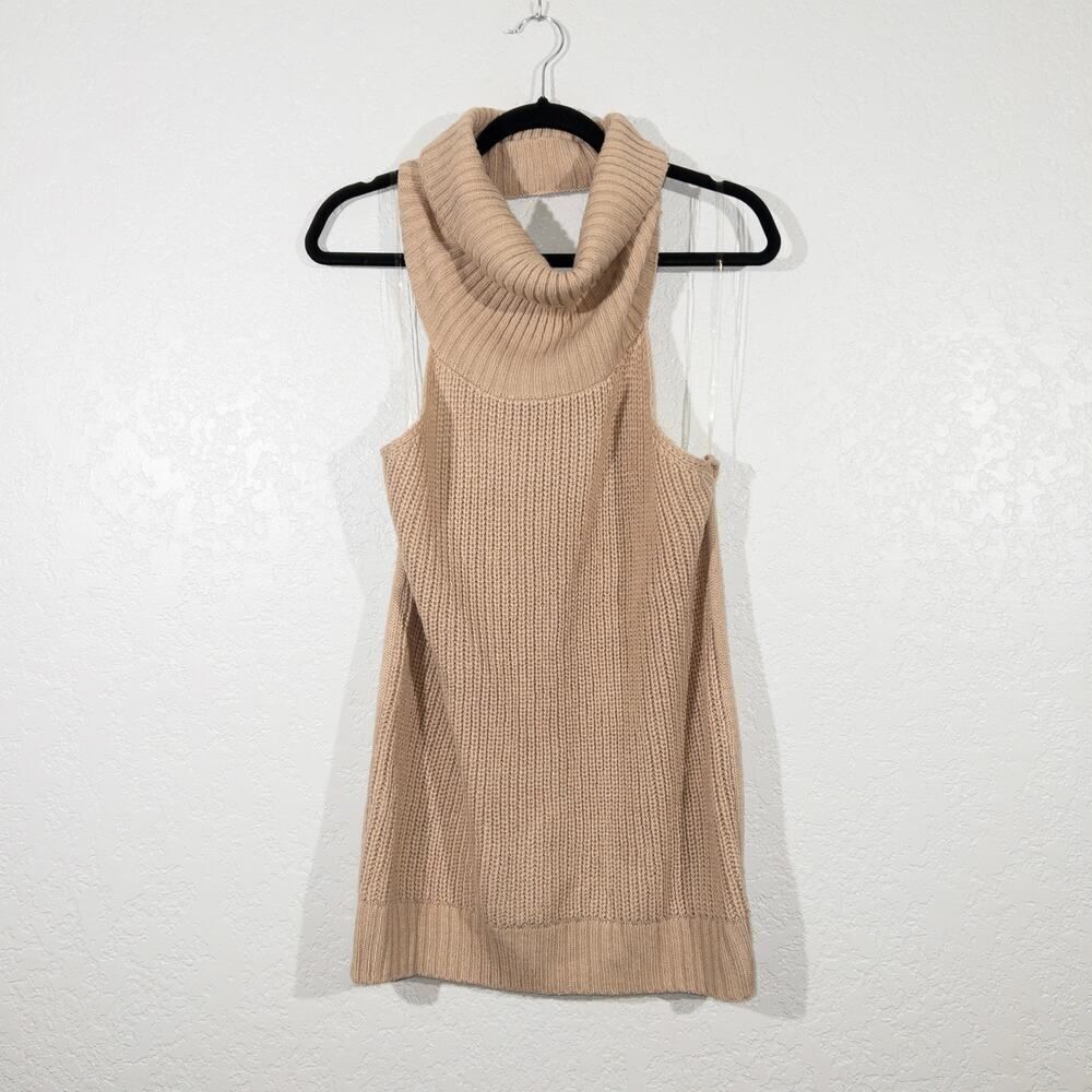 NWT Naked Wardrobe Tan In‎ Knit For Love Open Back Sweater Size M/L